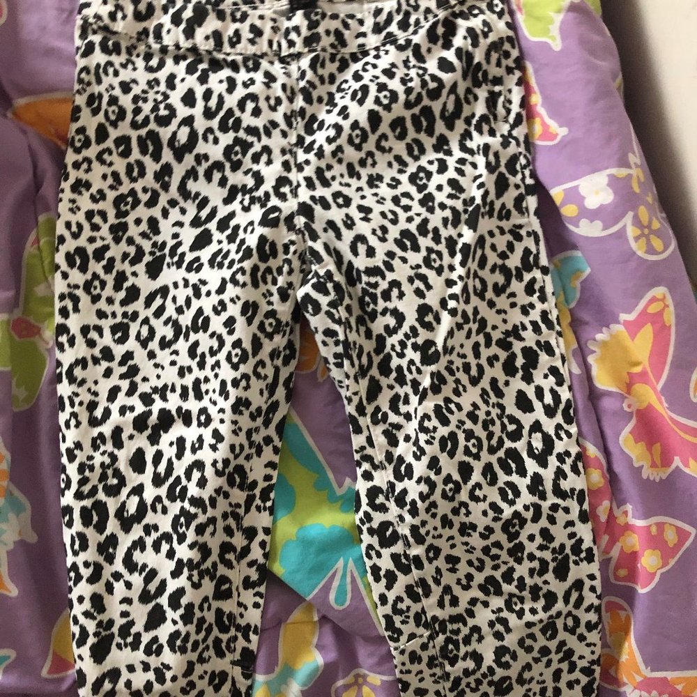 black and white cheetah print pants